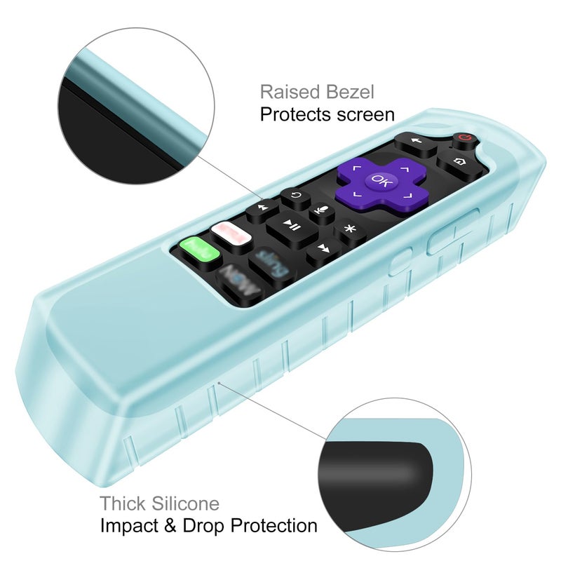 CaseBot Case for Roku Voice Remote RCA1R/RCAL7R, Express HD/4K+, Ultra LT Enhanced Voice, Express 3930, Premiere+ 3921, Streaming Stick+ Remote, Anti Slip Shockproof Silicone Cover, Blue Glow - Image 3
